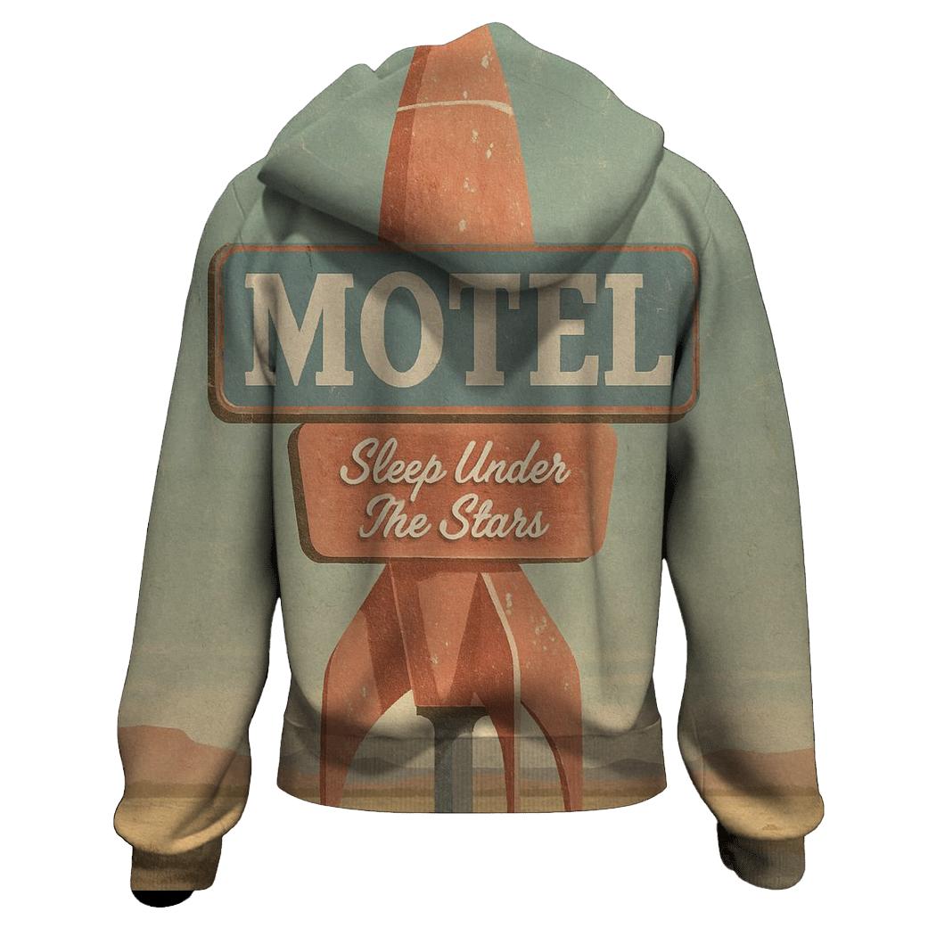 Weathered Space Age Motel Postcard hoodie styles