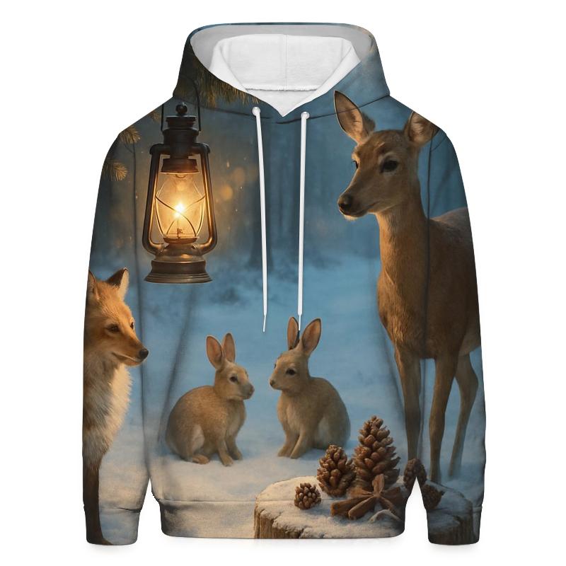 Lantern Glow In A Snowy Evergreen Clearing hoodie styles