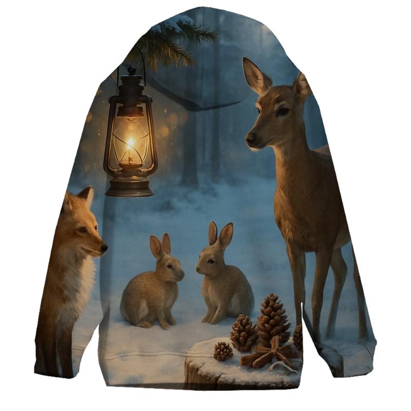 Lantern Glow In A Snowy Evergreen Clearing hoodie styles