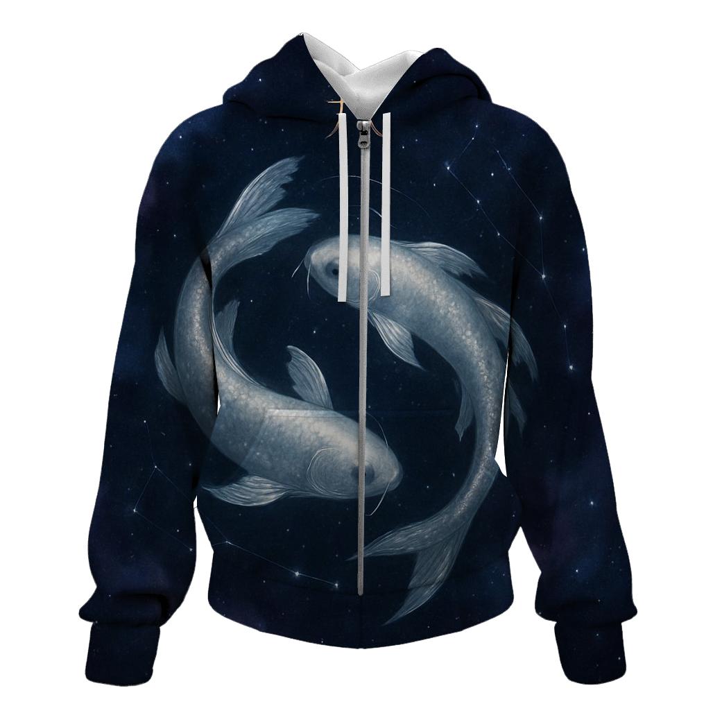 Pisces Twin Koi Nebula Dreamscape lightweight hoodies