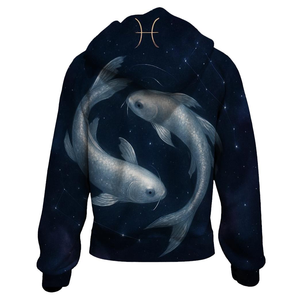 Pisces Twin Koi Nebula Dreamscape lightweight hoodies