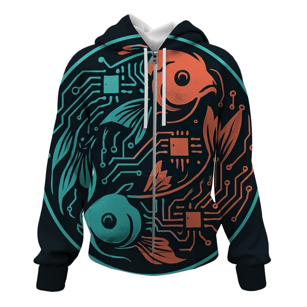 Prismatic Koi Circuit Emblem pullover hoodies