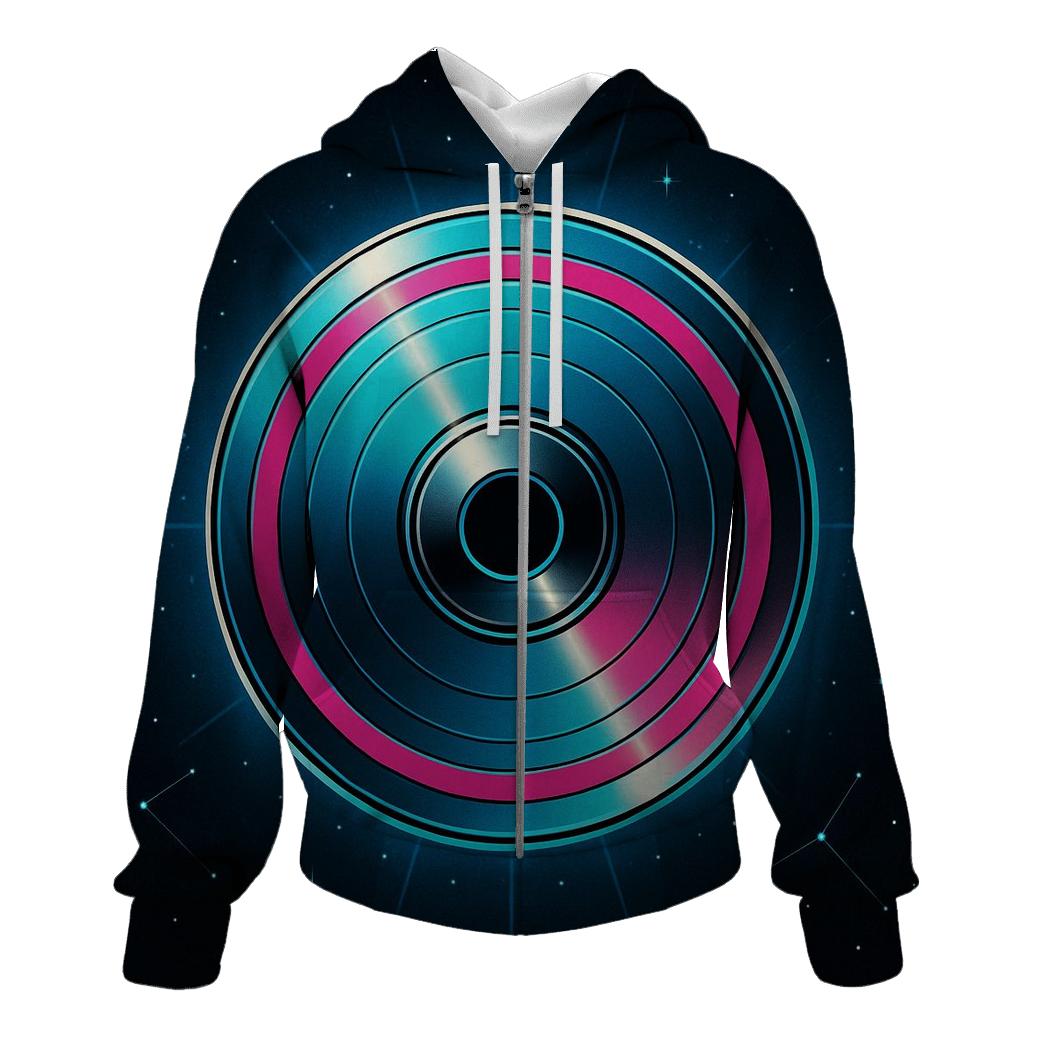 Laser Disc Galaxy Rings premium hoodies