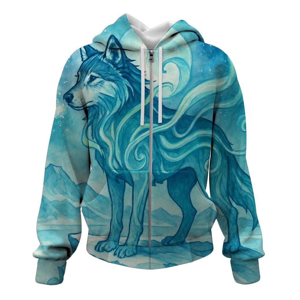 Abyssal Aurora Wolf Sentinel lightweight hoodies