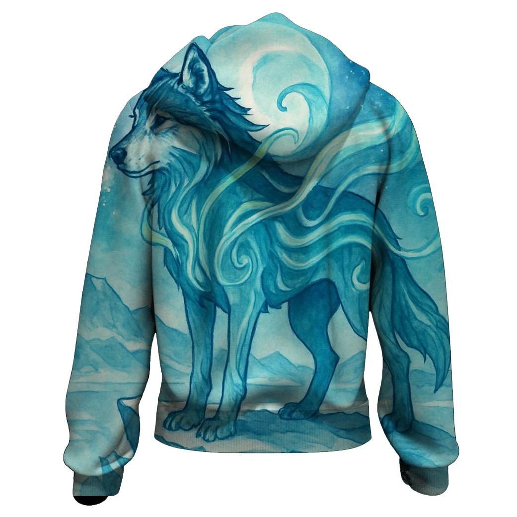 Abyssal Aurora Wolf Sentinel lightweight hoodies