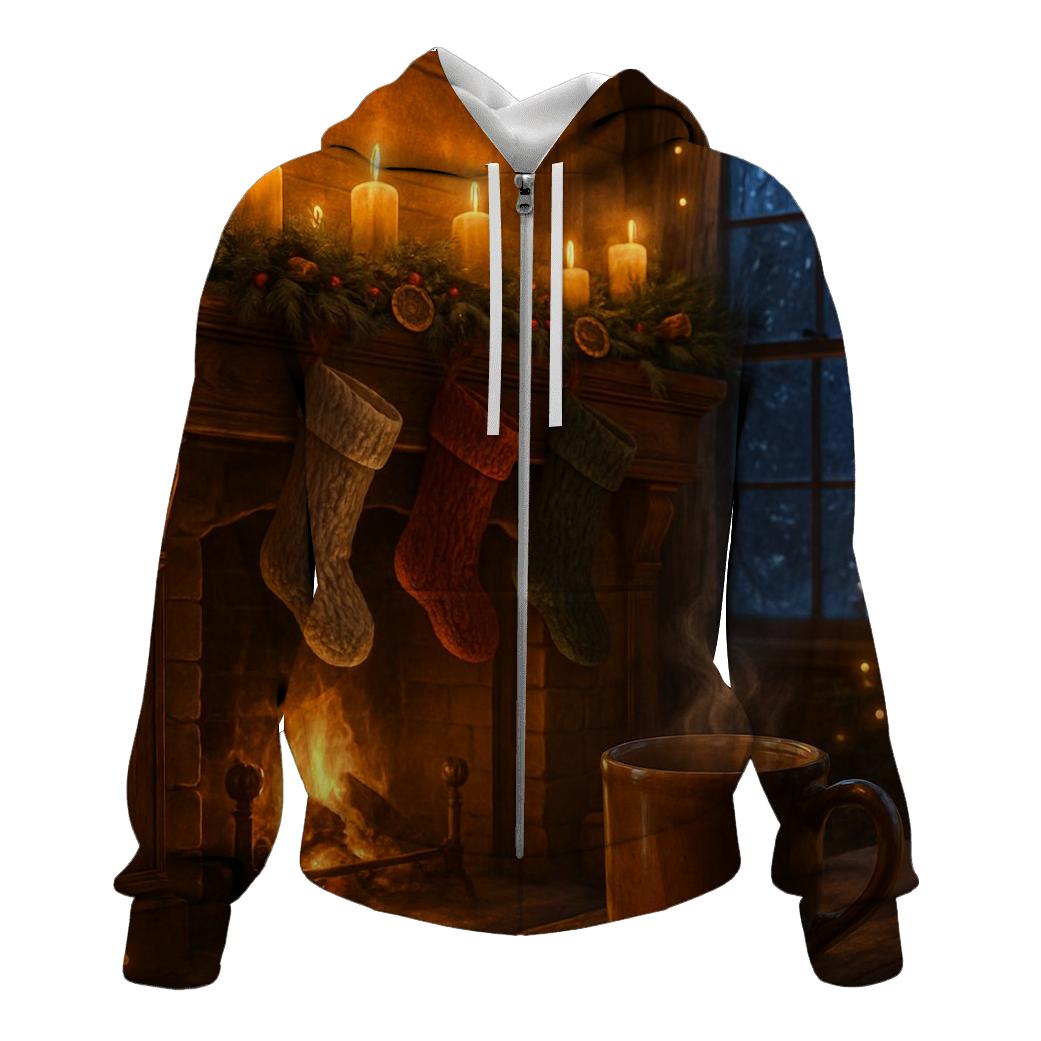 Candlelit Mantel Under Evergreen Garland hoodies fashion