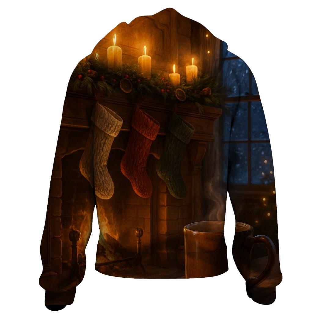 Candlelit Mantel Under Evergreen Garland hoodies fashion