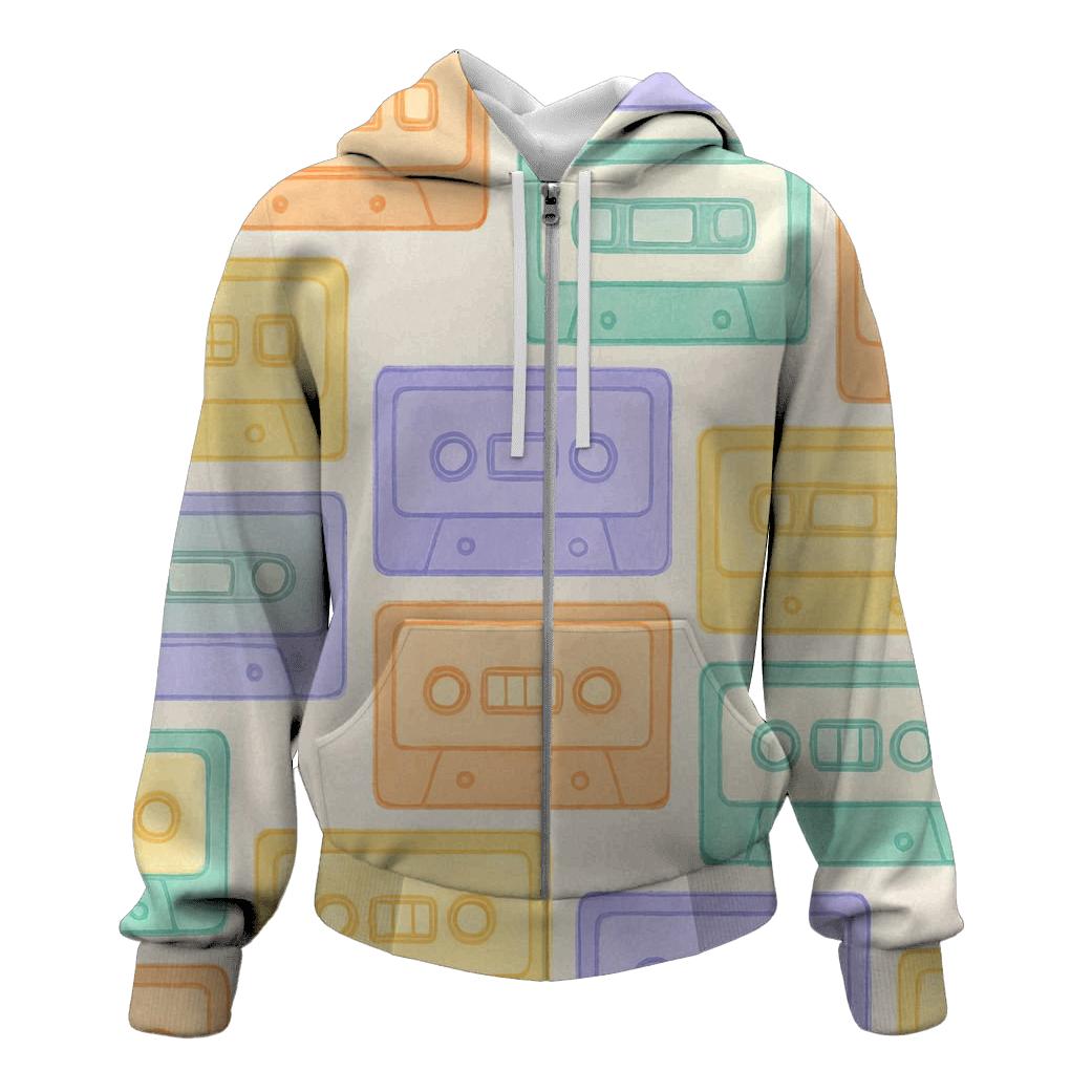 Pastel Cassette Patchwork hoodie styles
