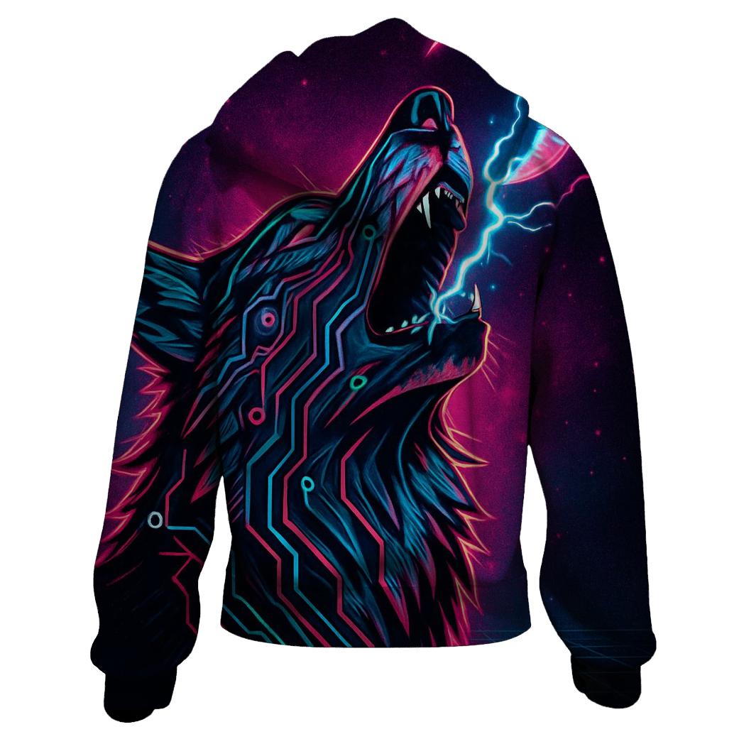 Neon Circuit Howl Wolf hoodie designs