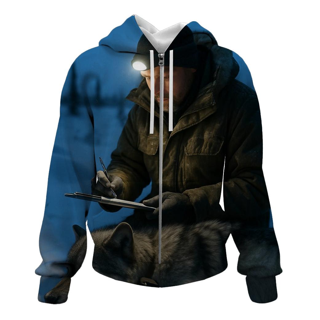 Radio Collar Field Check At Arctic Treeline embroidered hoodies