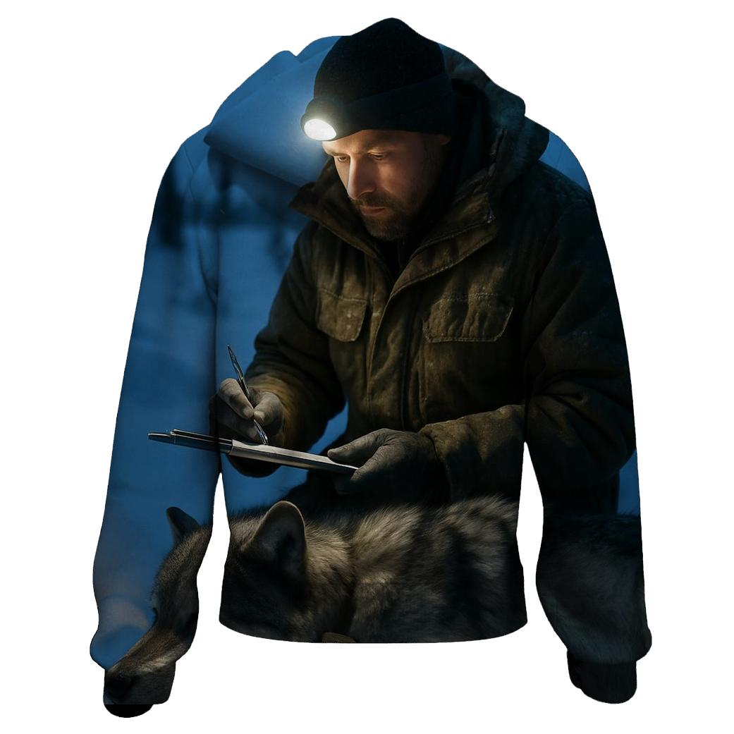 Radio Collar Field Check At Arctic Treeline embroidered hoodies
