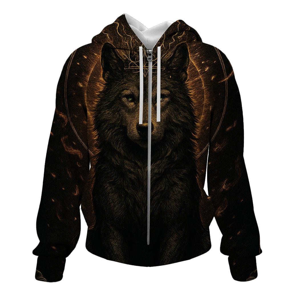 Golden Ashen Wolf Crown Ritual graphic hoodies