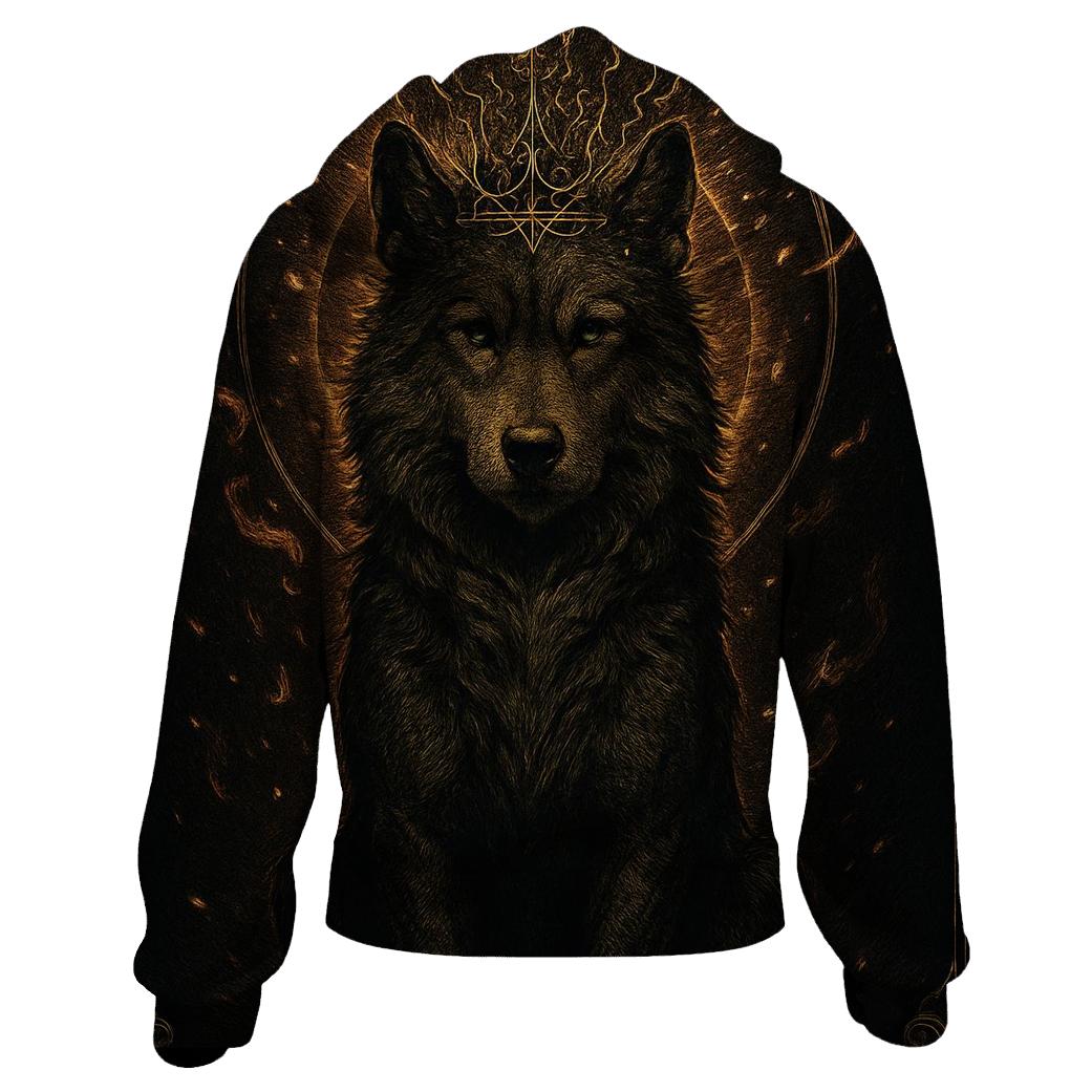 Golden Ashen Wolf Crown Ritual graphic hoodies