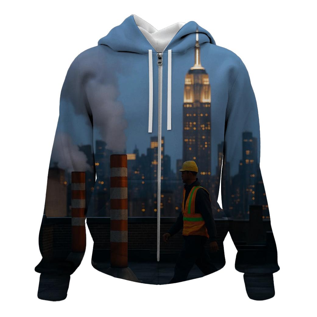 Flatiron District Rooftop Steam Vents In Evening Blue Hour custom hoodies