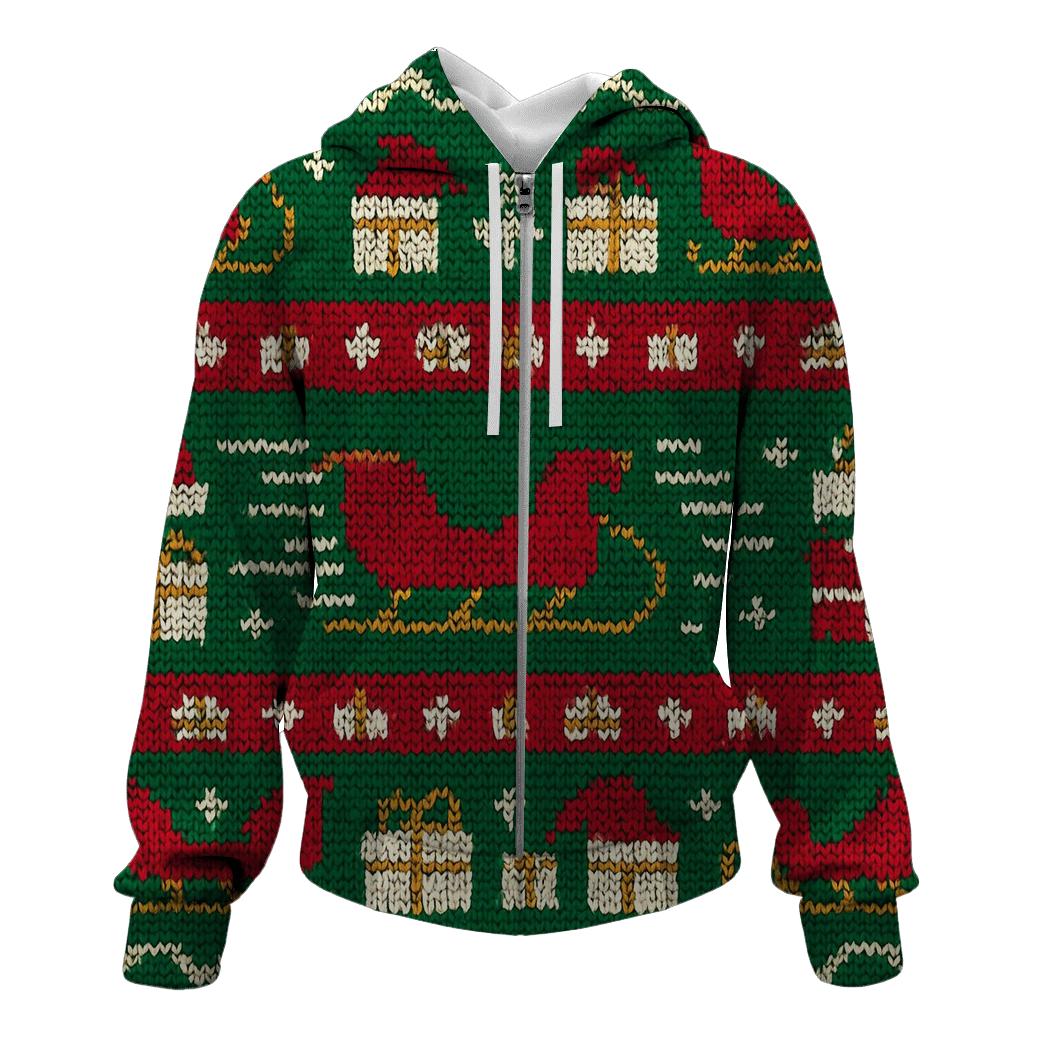 Santa Sleigh Warp Stripe Design hoodies fashion