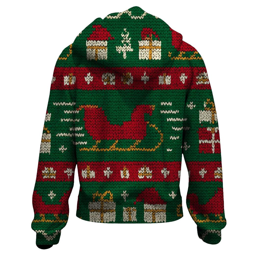 Santa Sleigh Warp Stripe Design hoodies fashion