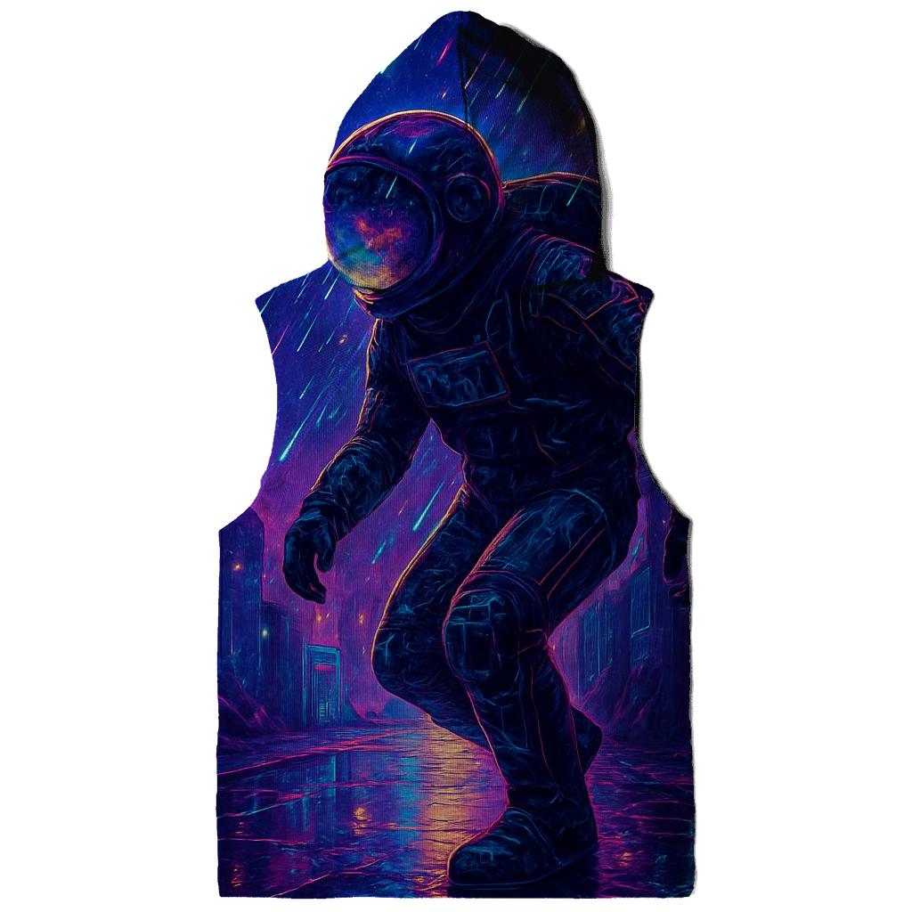 Cyberpunk Astronaut In A Photon Rain Alley embroidered hoodies