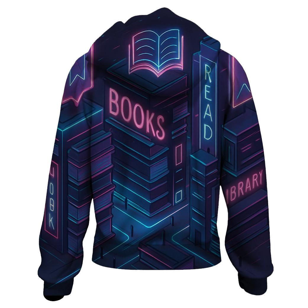 Isometric Neon Library City lightweight hoodies