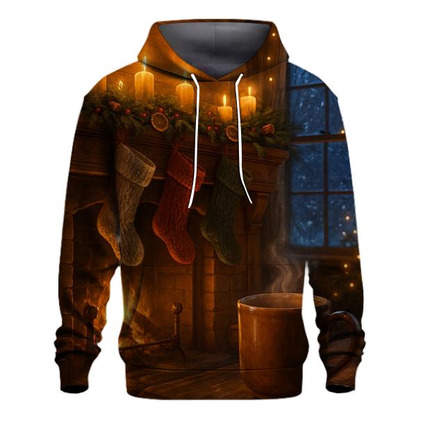 Candlelit Mantel Under Evergreen Garland premium hoodies
