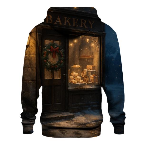 Sugarplum Bakery Window On A Snowy Street hoodies fashion