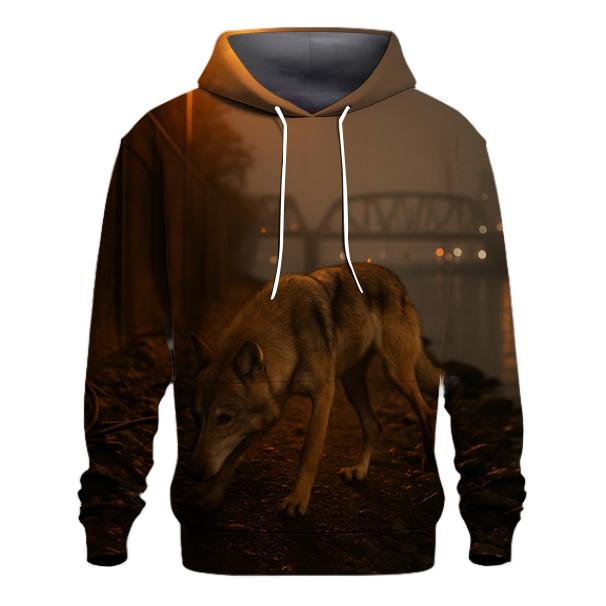Urban Perimeter Wolf On Industrial Riverbank zip-up hoodies
