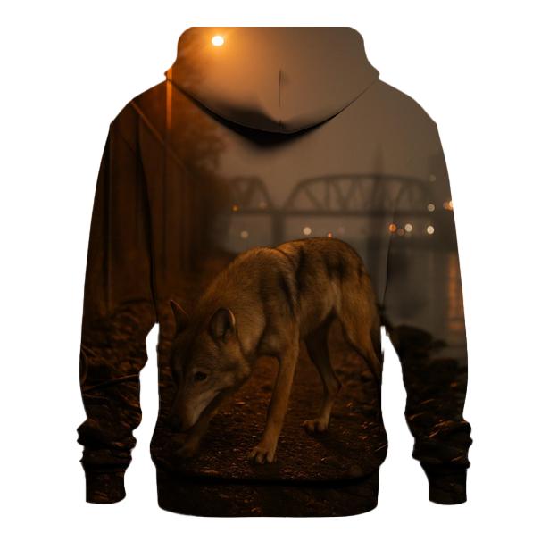 Urban Perimeter Wolf On Industrial Riverbank zip-up hoodies