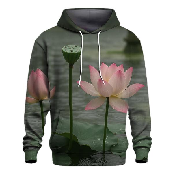 Lotus Seedpod And Blossoms In A Temple Pond After Rain hoodie trends