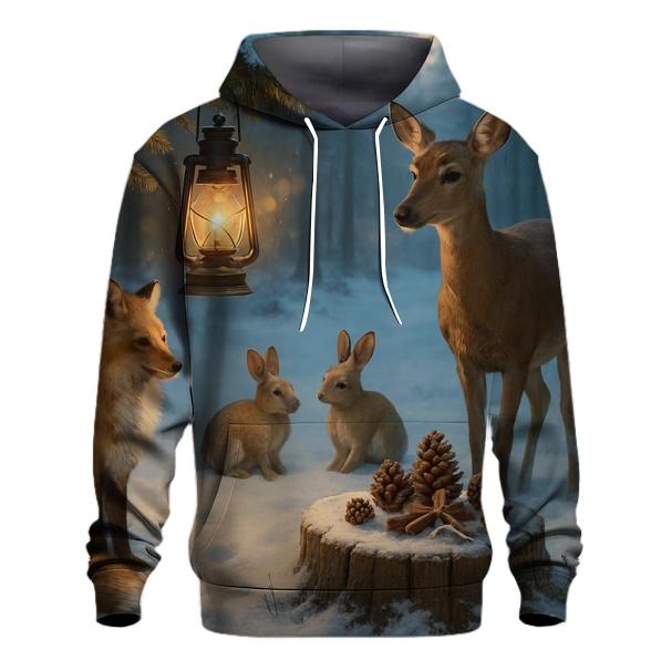 Lantern Glow In A Snowy Evergreen Clearing heavyweight hoodies