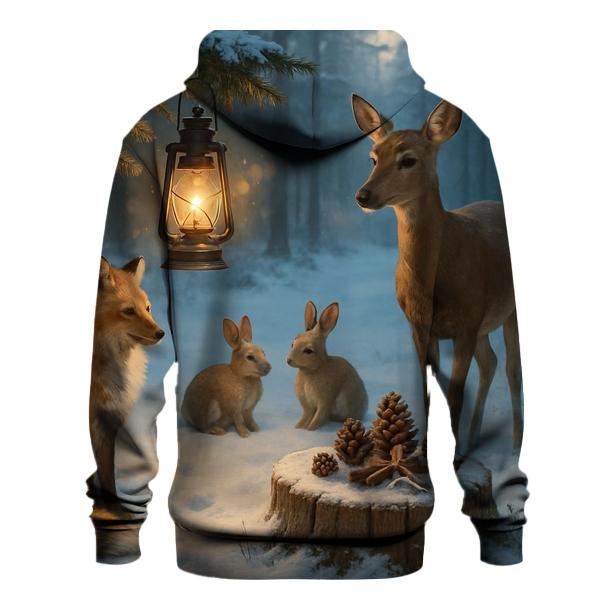 Lantern Glow In A Snowy Evergreen Clearing heavyweight hoodies