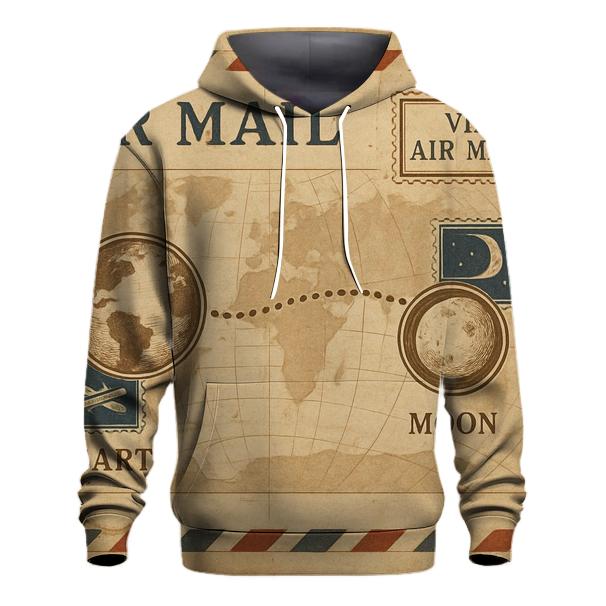 Aged Air Mail Map Of The Moon Route hoodie styles