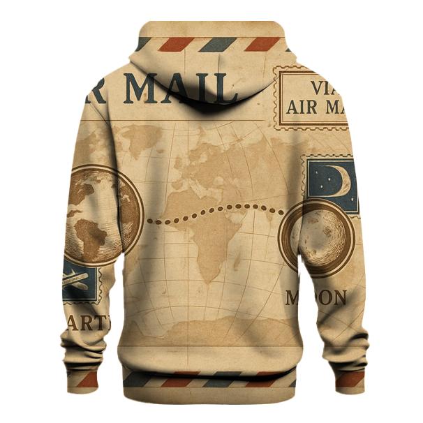 Aged Air Mail Map Of The Moon Route hoodie styles