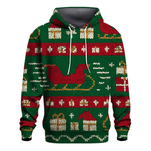 Santa Sleigh Warp Stripe Design premium hoodies