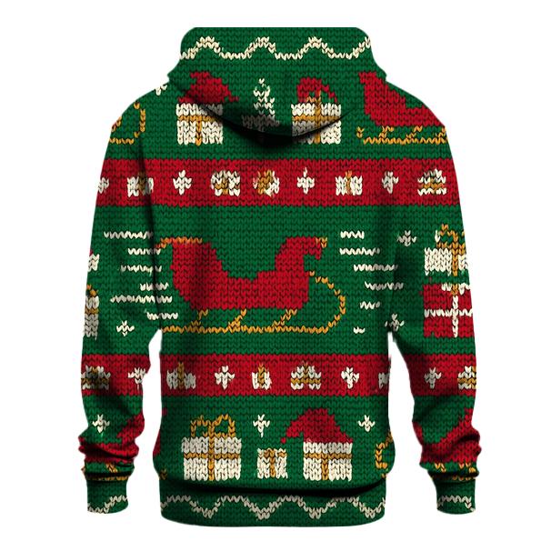 Santa Sleigh Warp Stripe Design premium hoodies
