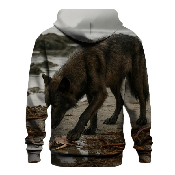 Coastal Wolf Foraging At Low Tide Kelp Line lightweight hoodies