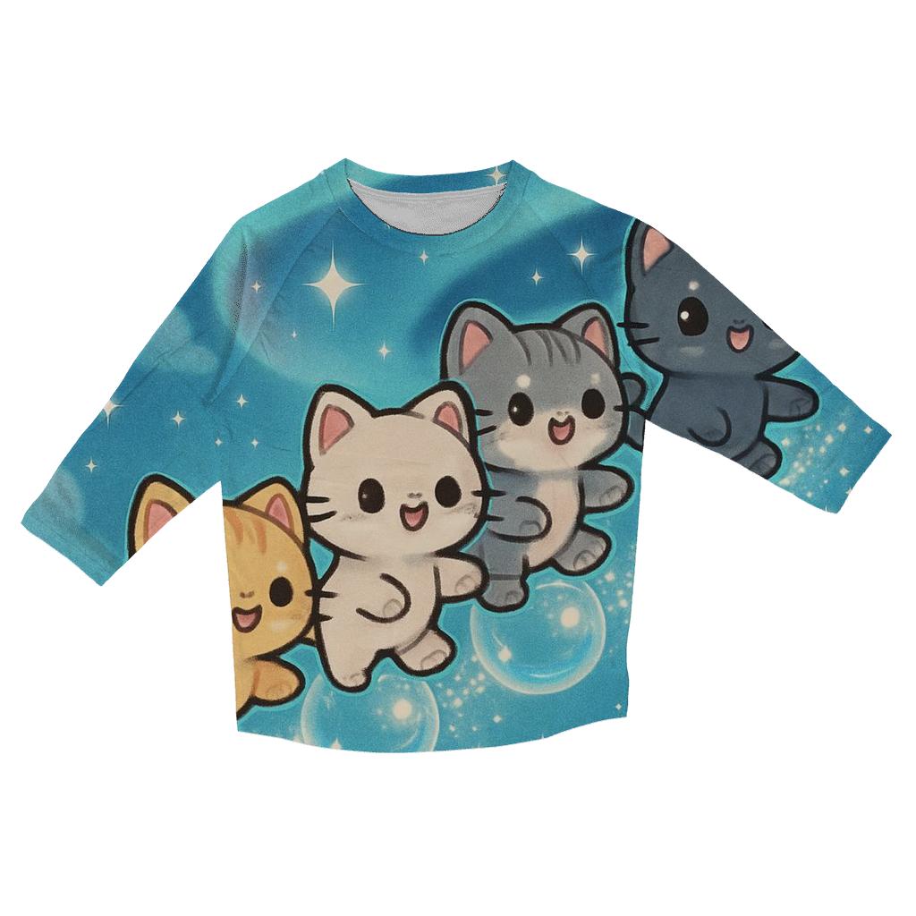 Aurora Bubble Parade Kittens casual three quarter sleeve shirts
