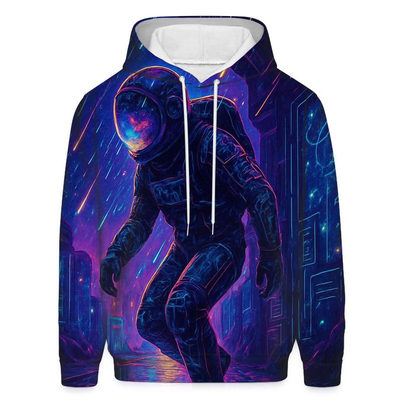 Cyberpunk Astronaut In A Photon Rain Alley hoodie styles