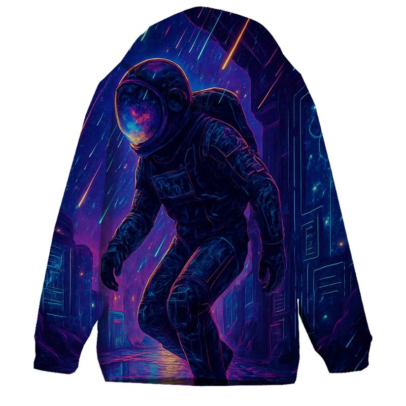 Cyberpunk Astronaut In A Photon Rain Alley hoodie styles