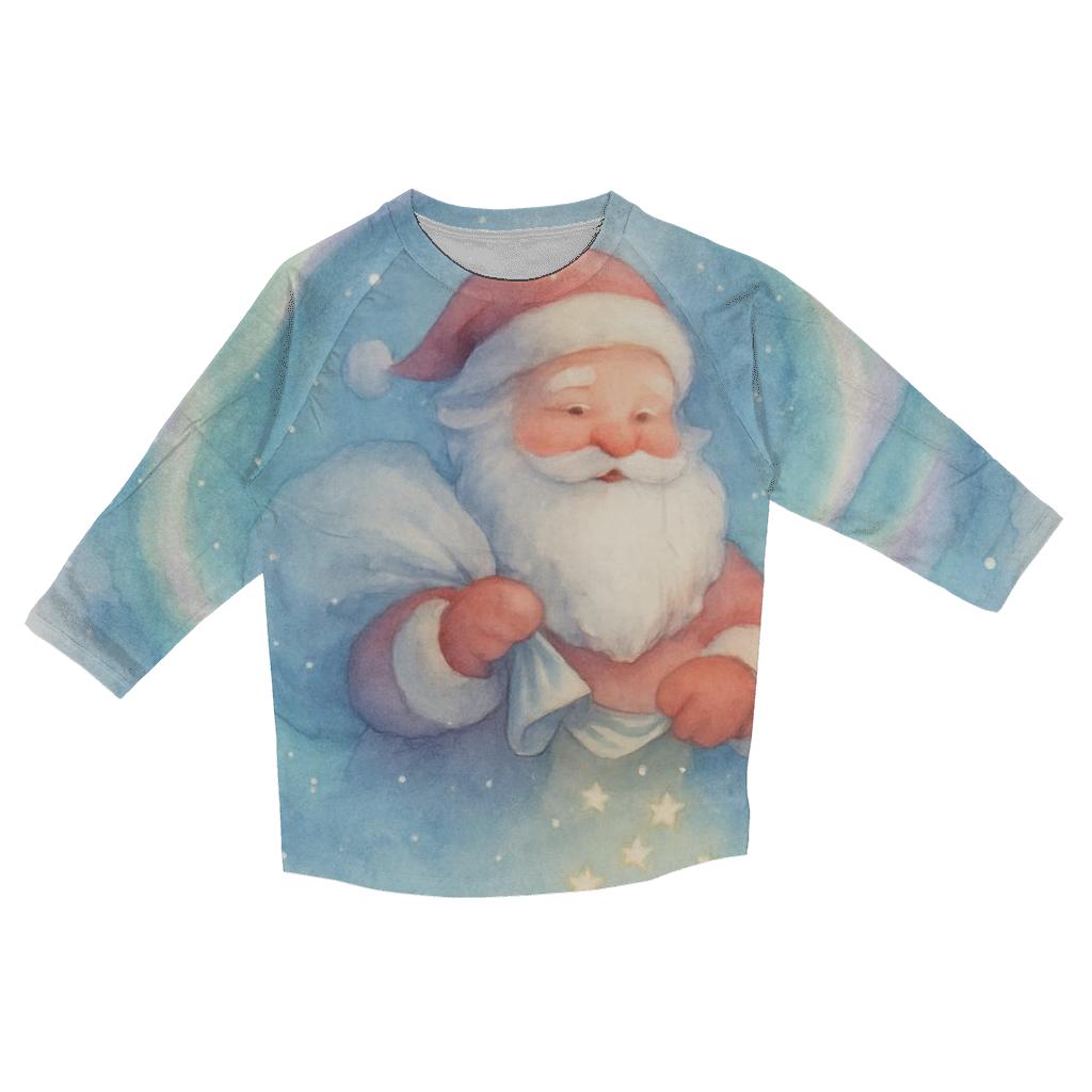 Dreamy Watercolor Aurora Santa cotton quarter sleeve shirts