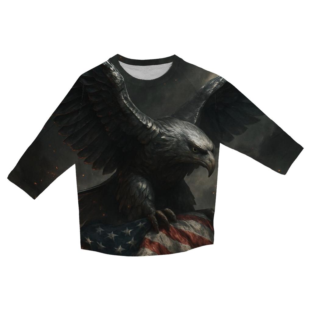Steel Eagle Over Shattered Stripes trendy 3/4 sleeve tops
