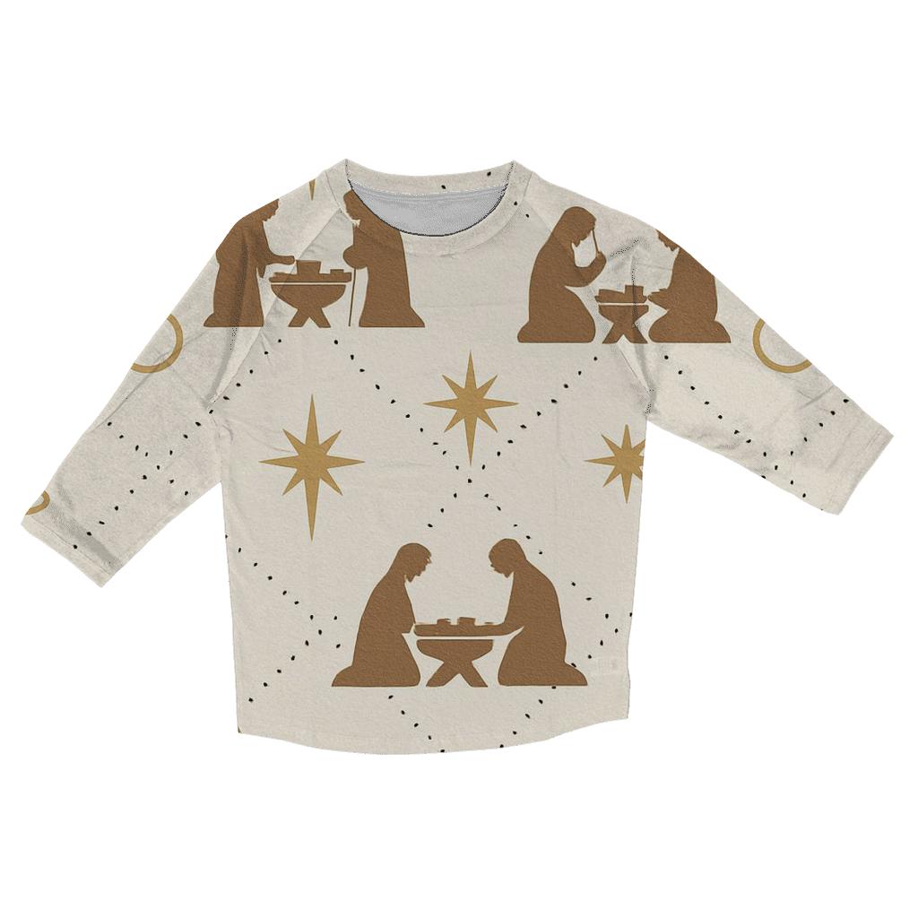 Ivory Nativity Lattice Minimal Repeat personalized 3/4 sleeve tees