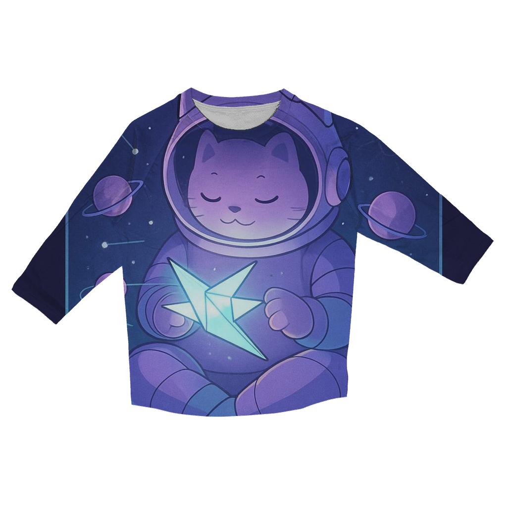 Starlit Origami Astronaut Cat cotton quarter sleeve shirts