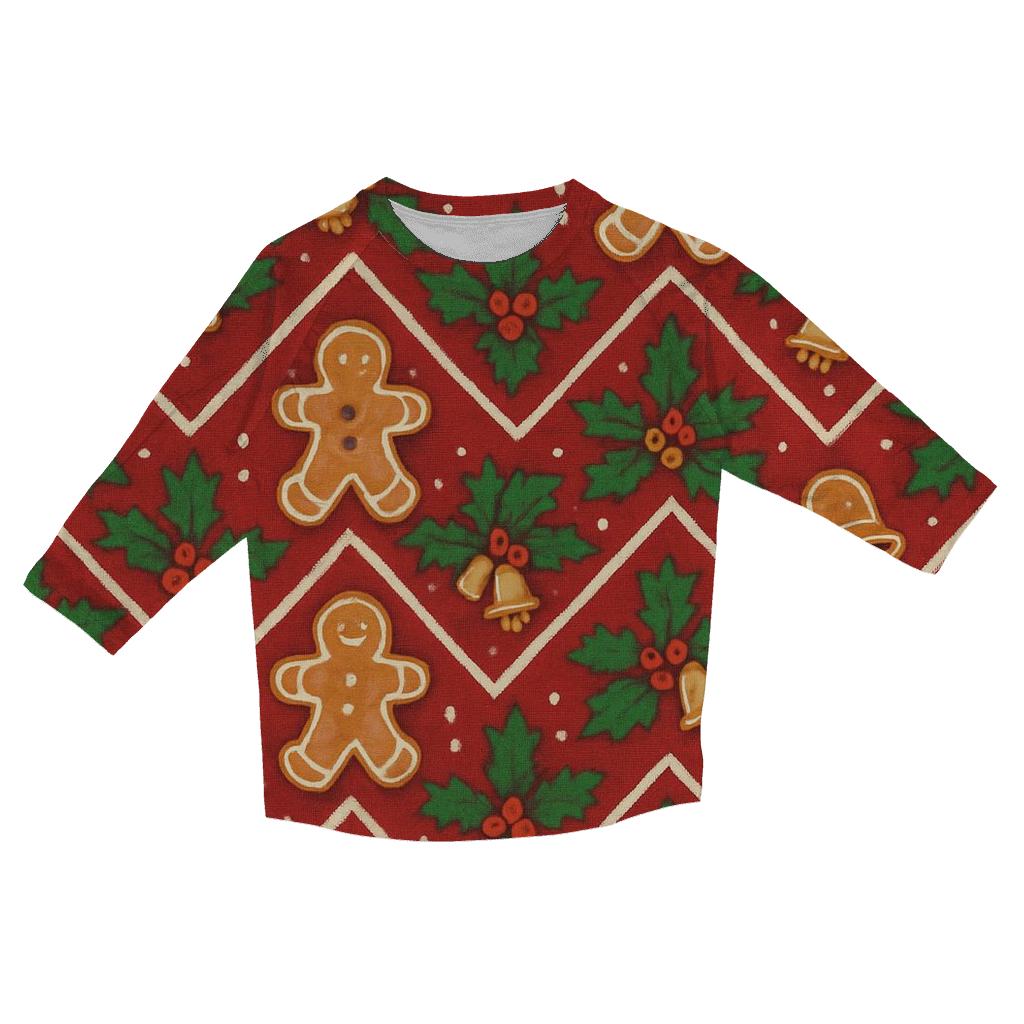 Gingerbread Holly Chevron Wrap Pattern stylish quarter sleeve tops