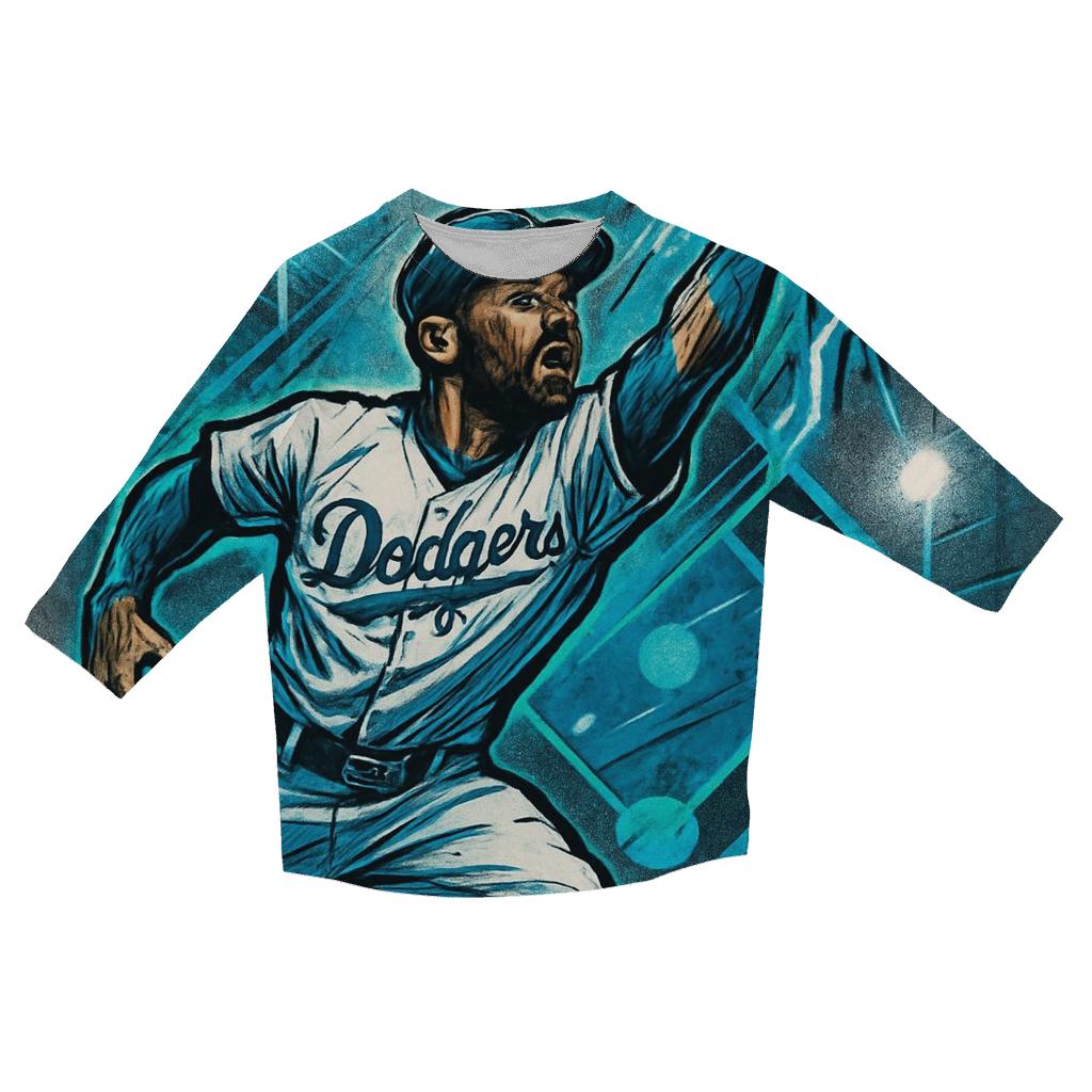 Graffiti Glove Catch Under Electric Blue Spotlights trendy 3/4 sleeve tops