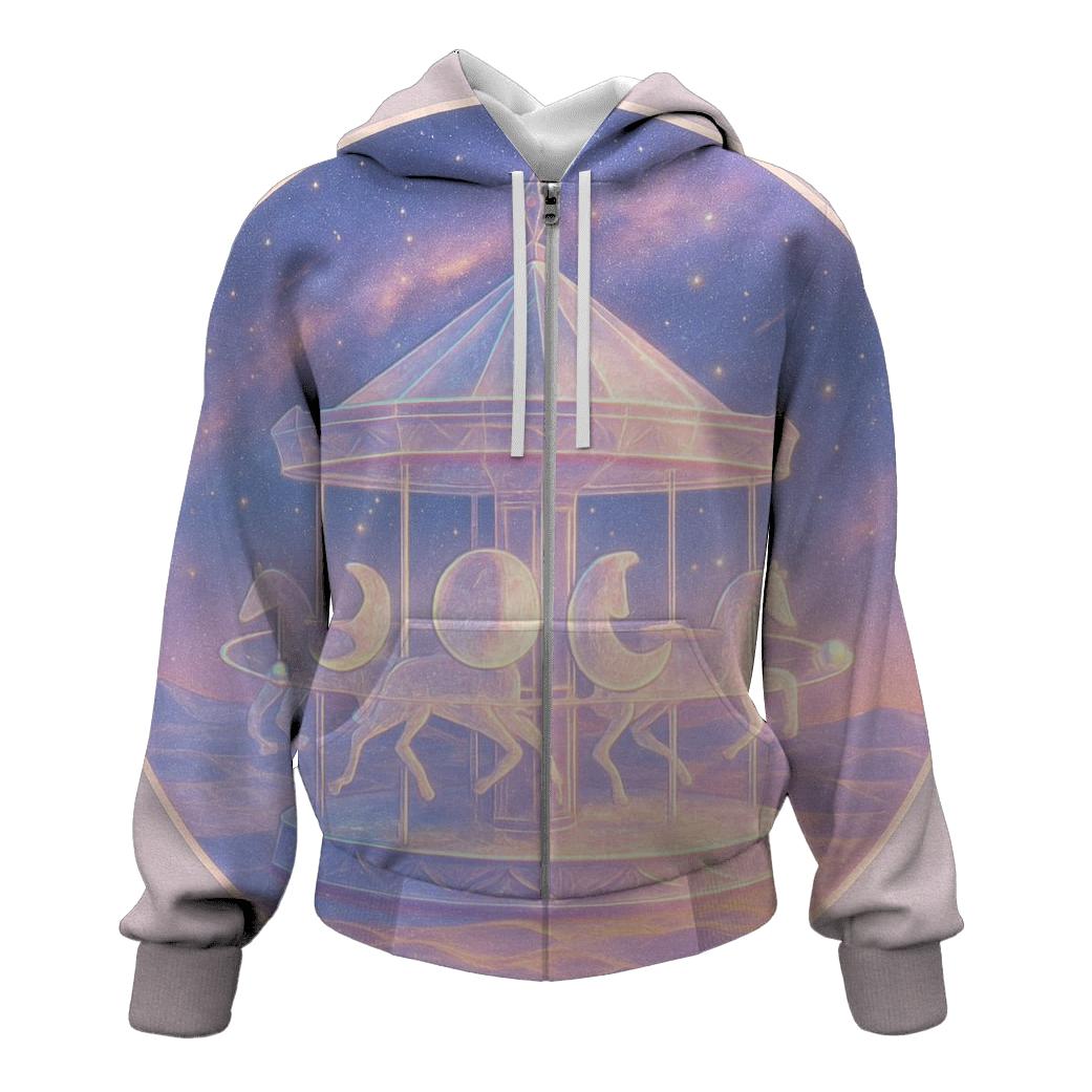 Moon Phase Carousel Over A Crystal Dune Sea printed hoodies