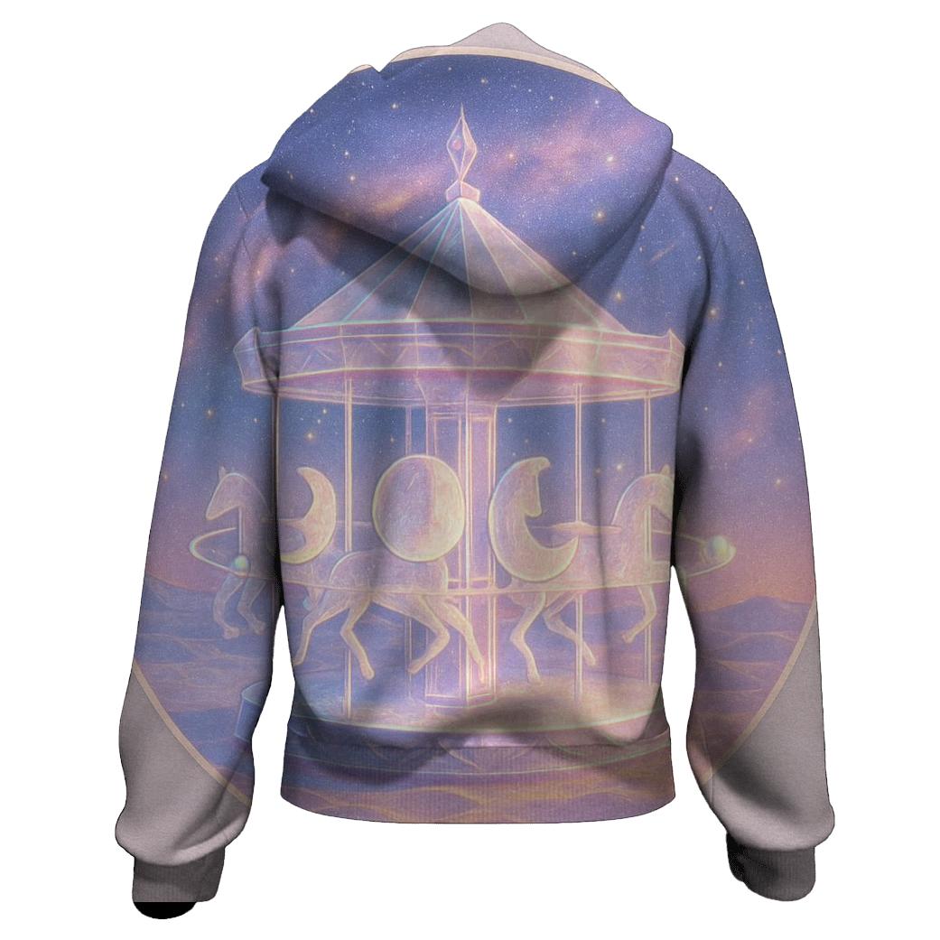 Moon Phase Carousel Over A Crystal Dune Sea printed hoodies