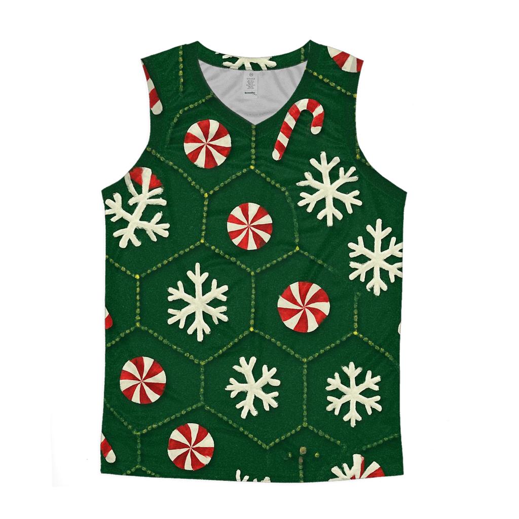 Peppermint Snowflake Hex Tessellation graphic print tank tops