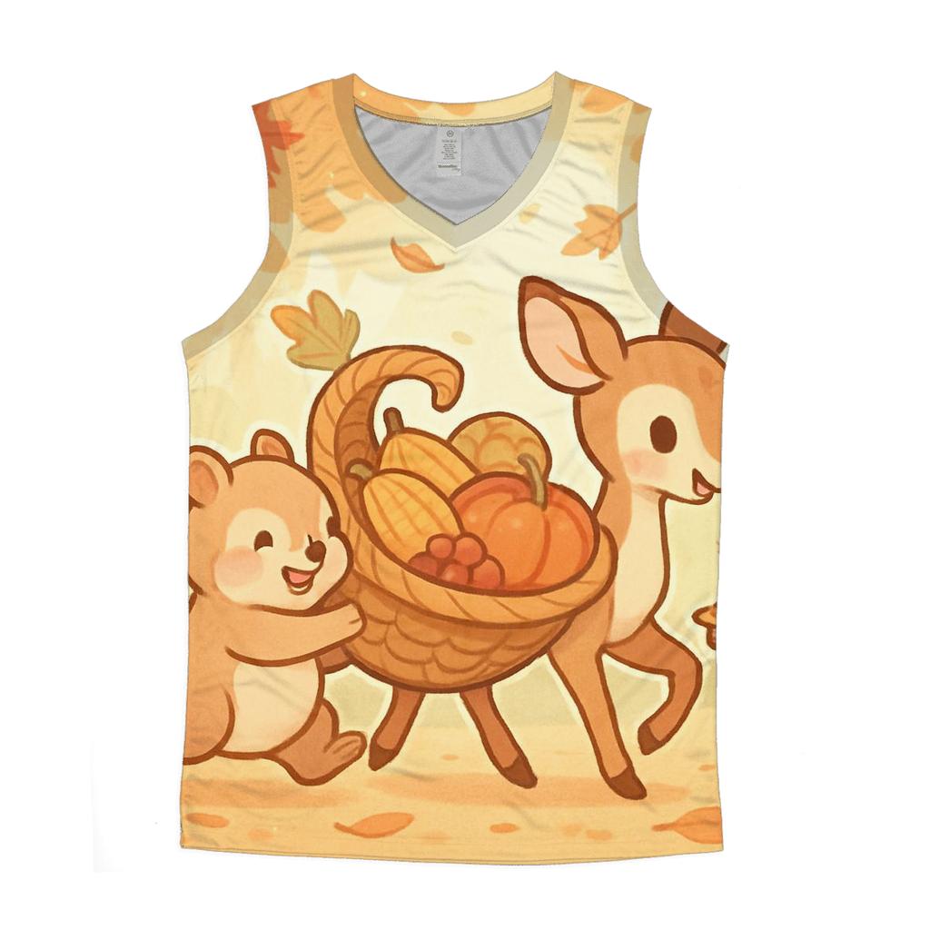 Woodland Friends Cornucopia Parade graphic print tank tops