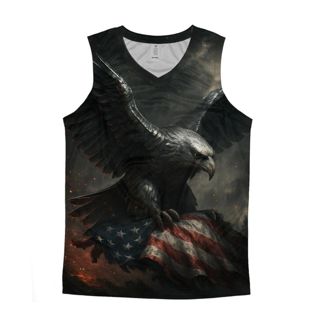 Steel Eagle Over Shattered Stripes stylish racerback tanks