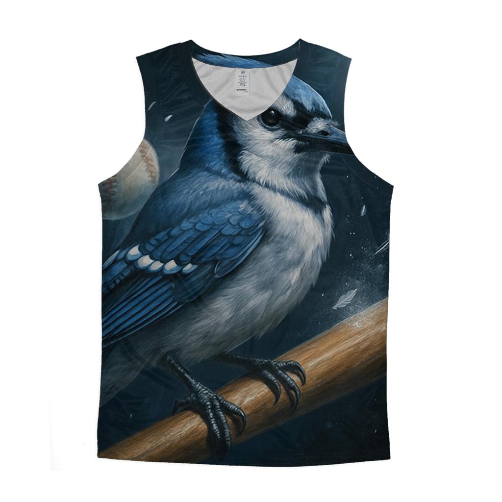 Midnight Perch Blue Jays Bat Sentinel cotton sleeveless tops