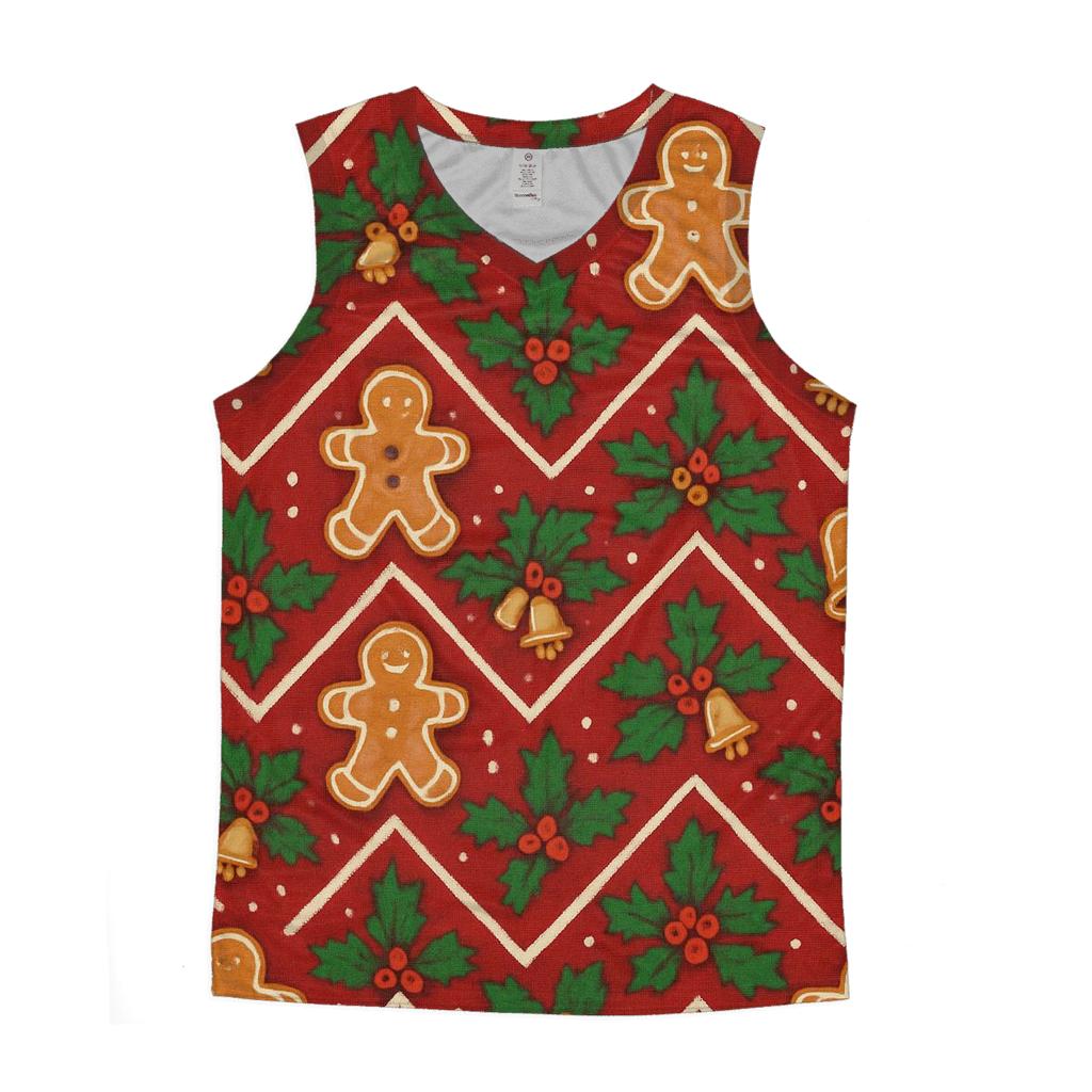 Gingerbread Holly Chevron Wrap Pattern custom tank tops